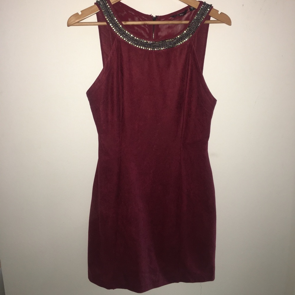 Guess Faux Suede Rhinestone Dress